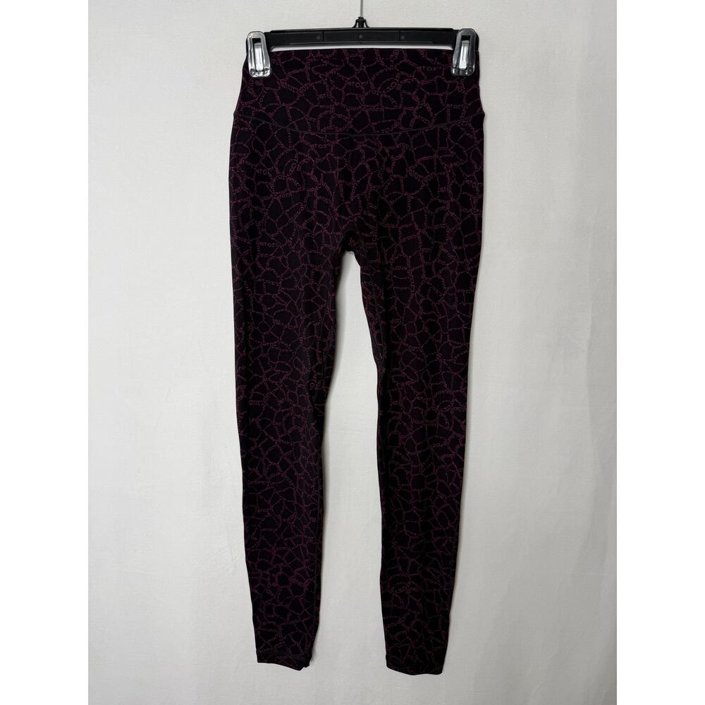 Stori Women's Athletic Leggings Logo Print No Front Seam Black Full Length sz 6